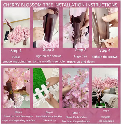 6ft Artificial Cherry Blossom Trees,Faux Cherry Blossom Tree Pink Cherry Blossom Handmade Tree Indoor Outdoor for Wedding Event Party Restaurant,Pink-6x5ft