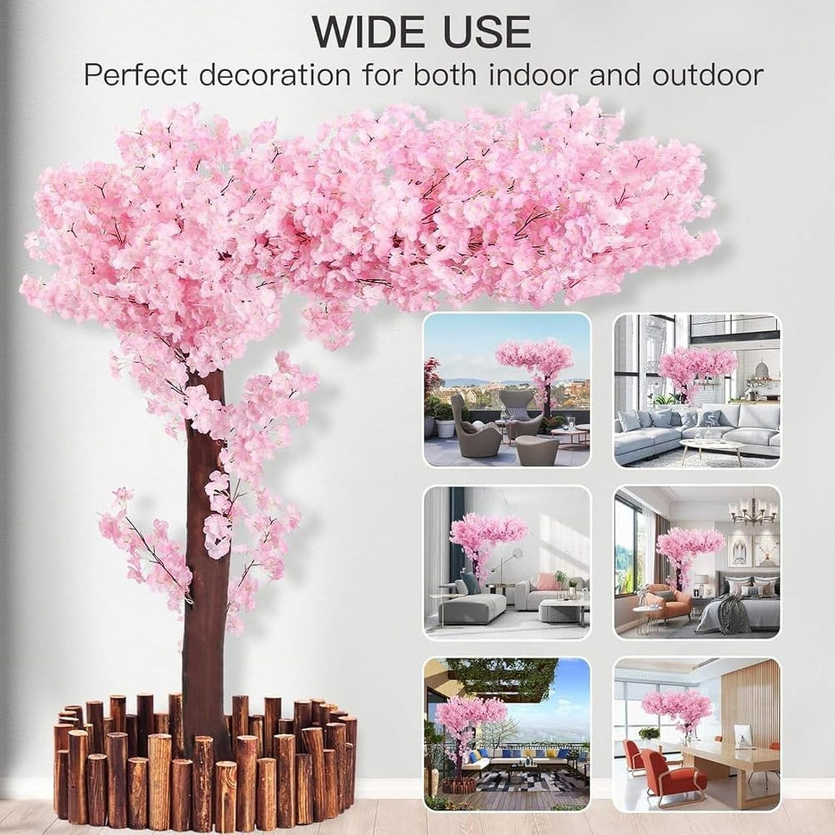 6ft Artificial Cherry Blossom Trees,Faux Cherry Blossom Tree Pink Cherry Blossom Handmade Tree Indoor Outdoor for Wedding Event Party Restaurant,Pink-6x5ft