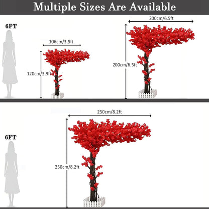 6ft Artificial Cherry Blossom Trees,Faux Cherry Blossom Tree Pink Cherry Blossom Handmade Tree Indoor Outdoor for Wedding Event Party Restaurant,Pink-6x5ft