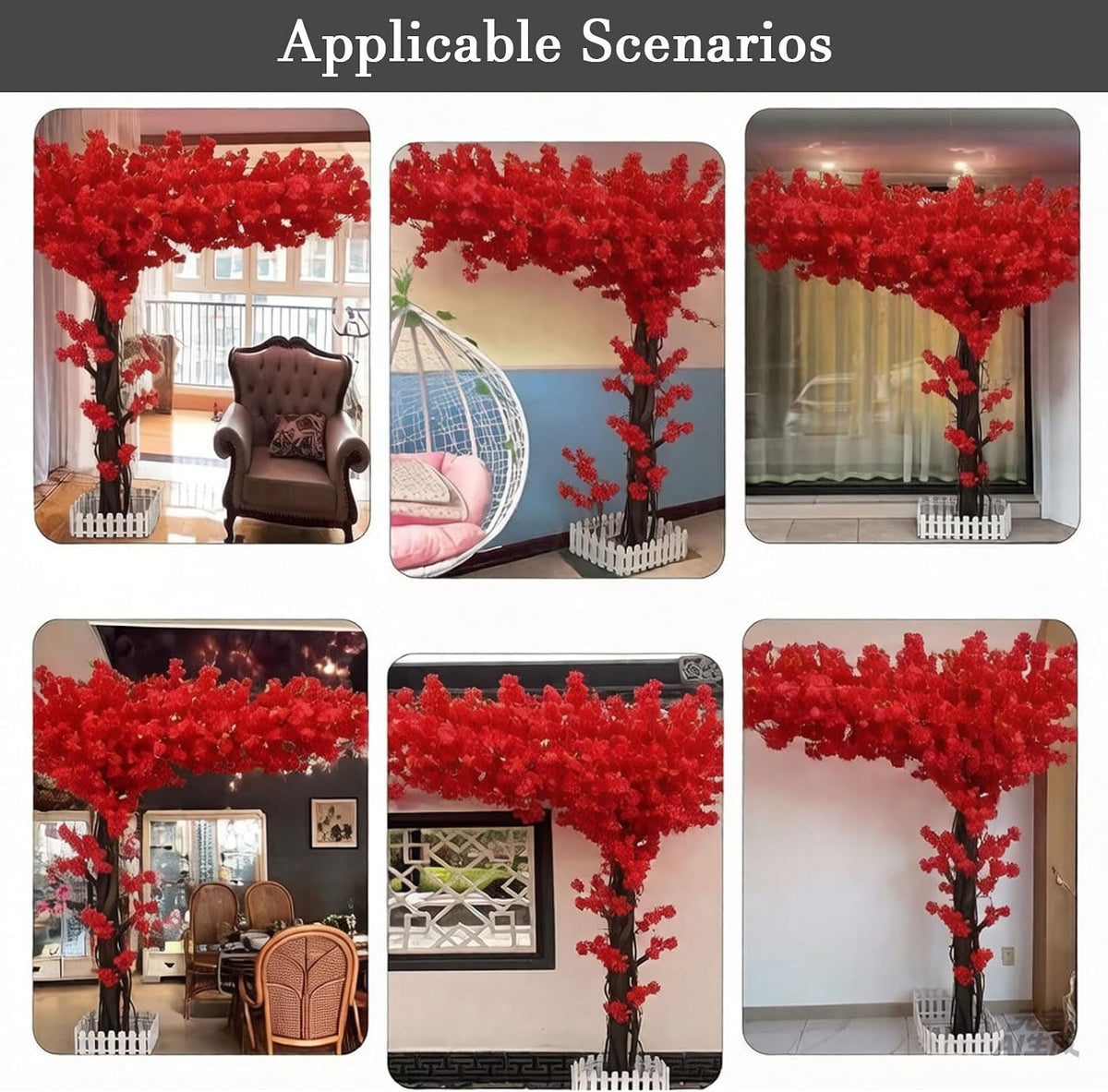 6ft Artificial Cherry Blossom Trees,Faux Cherry Blossom Tree Pink Cherry Blossom Handmade Tree Indoor Outdoor for Wedding Event Party Restaurant,Pink-6x5ft