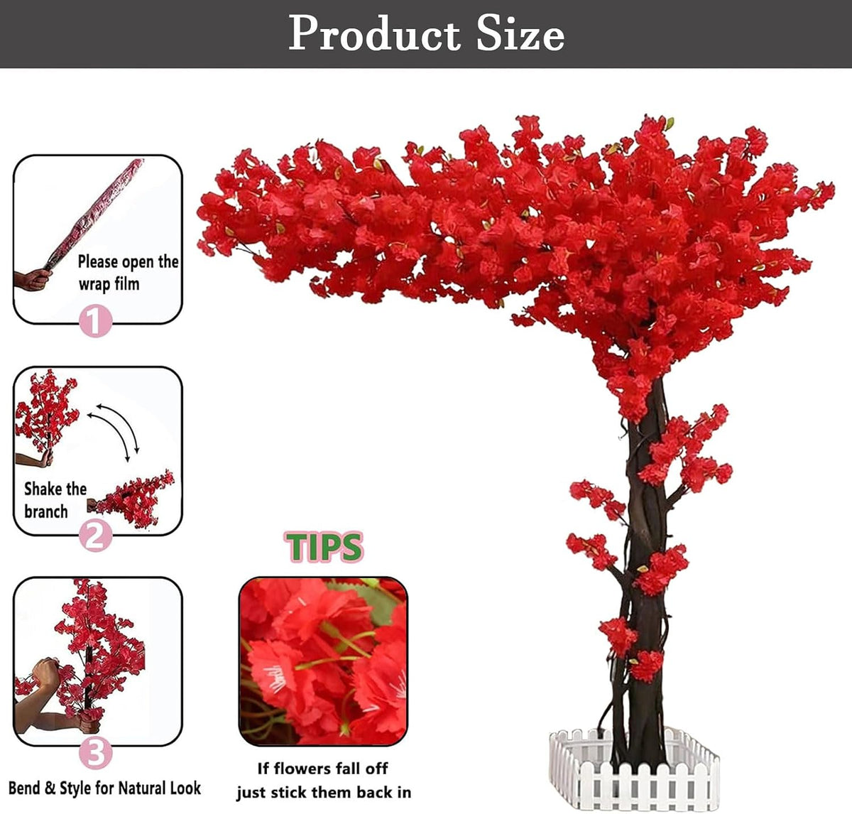 6ft Artificial Cherry Blossom Trees,Faux Cherry Blossom Tree Pink Cherry Blossom Handmade Tree Indoor Outdoor for Wedding Event Party Restaurant,Pink-6x5ft