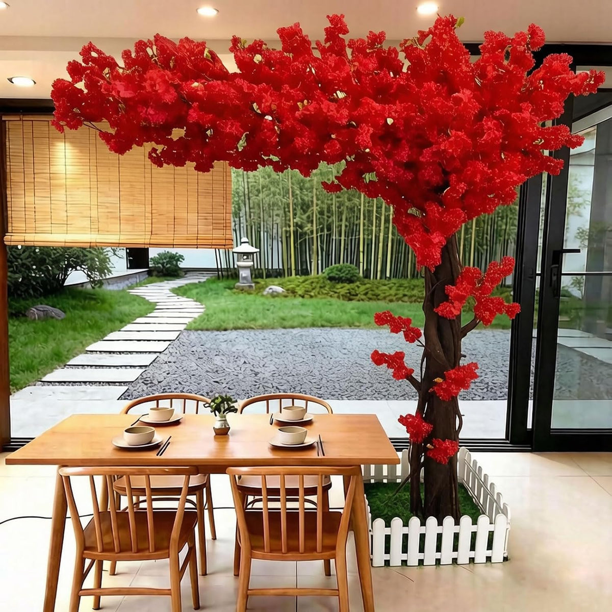 6ft Artificial Cherry Blossom Trees,Faux Cherry Blossom Tree Pink Cherry Blossom Handmade Tree Indoor Outdoor for Wedding Event Party Restaurant,Pink-6x5ft