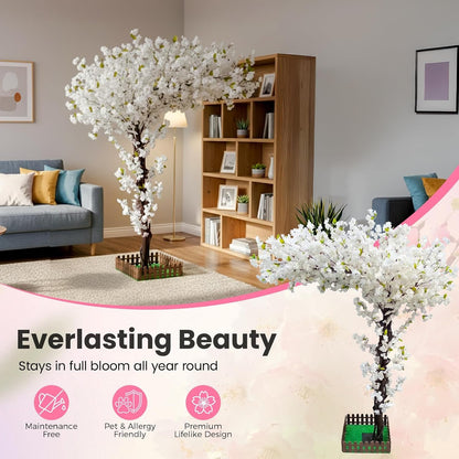 6ft Artificial Cherry Blossom Trees,Faux Cherry Blossom Tree Pink Cherry Blossom Handmade Tree Indoor Outdoor for Wedding Event Party Restaurant,Pink-6x5ft