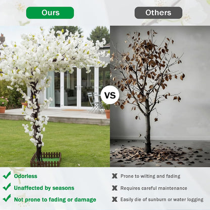 6ft Artificial Cherry Blossom Trees,Faux Cherry Blossom Tree Pink Cherry Blossom Handmade Tree Indoor Outdoor for Wedding Event Party Restaurant,Pink-6x5ft