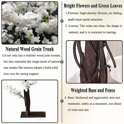 6ft Artificial Cherry Blossom Trees,Faux Cherry Blossom Tree Pink Cherry Blossom Handmade Tree Indoor Outdoor for Wedding Event Party Restaurant,Pink-6x5ft
