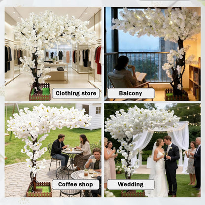 6ft Artificial Cherry Blossom Trees,Faux Cherry Blossom Tree Pink Cherry Blossom Handmade Tree Indoor Outdoor for Wedding Event Party Restaurant,Pink-6x5ft