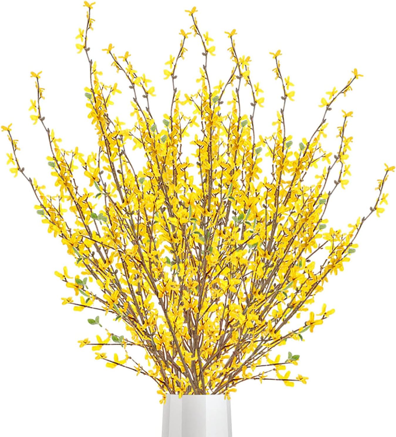 6Pcs Artificial Forsythia Flower Branches 39 Inch Faux Yellow Jasmine Cherry Blossom Flowers Long Stems Silk Winter Spring Forsythia Flowers Bush for Floral Arrangement Wedding Home Decor