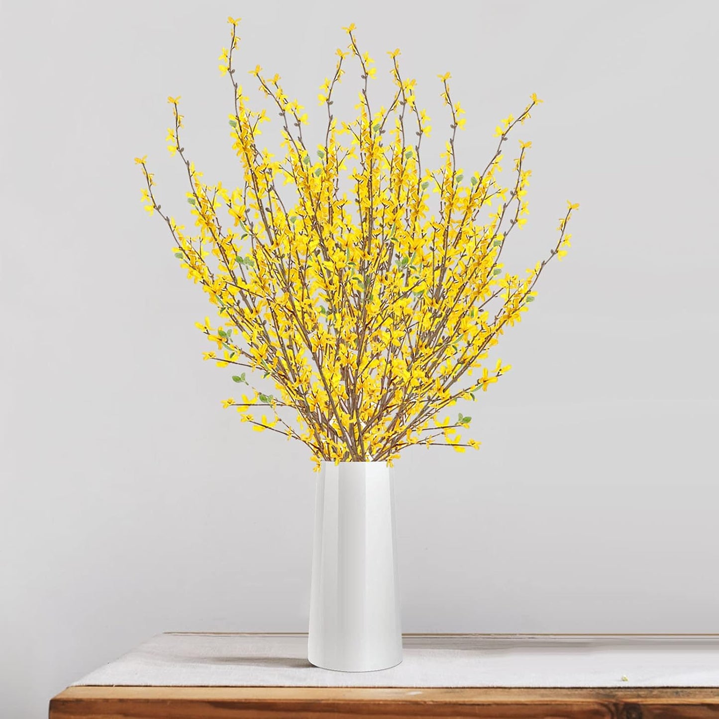 6Pcs Artificial Forsythia Flower Branches 39 Inch Faux Yellow Jasmine Cherry Blossom Flowers Long Stems Silk Winter Spring Forsythia Flowers Bush for Floral Arrangement Wedding Home Decor