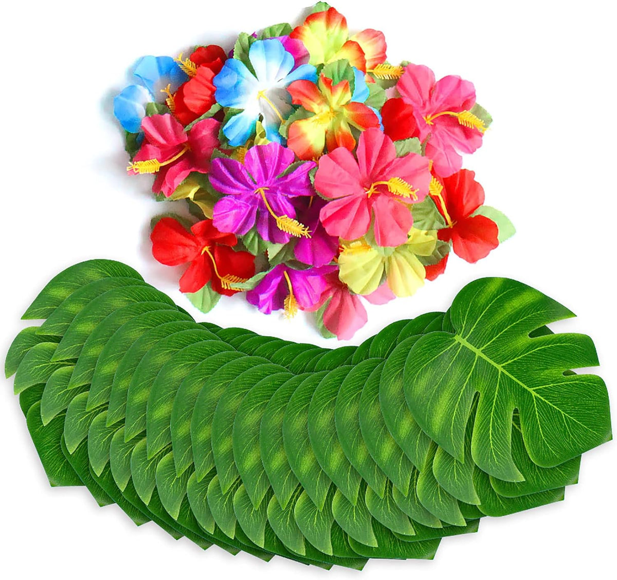 60Pcs Luau Party Decorations Tropical Hawaiian Supplies Palm Leaves