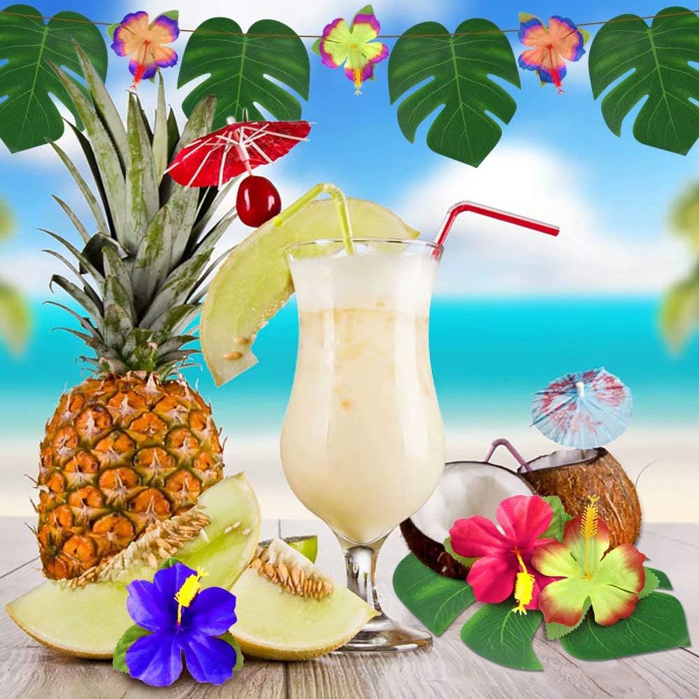 60Pcs Luau Party Decorations Tropical Hawaiian Supplies Palm Leaves