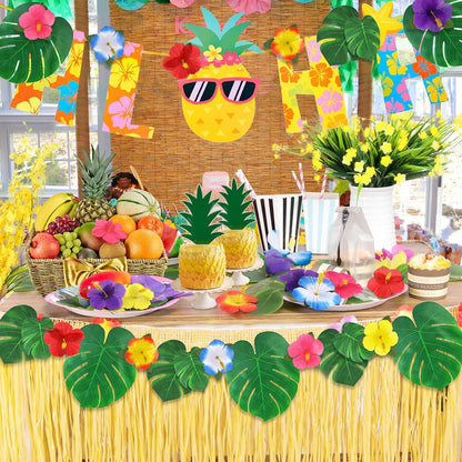 60Pcs Luau Party Decorations Tropical Hawaiian Supplies Palm Leaves