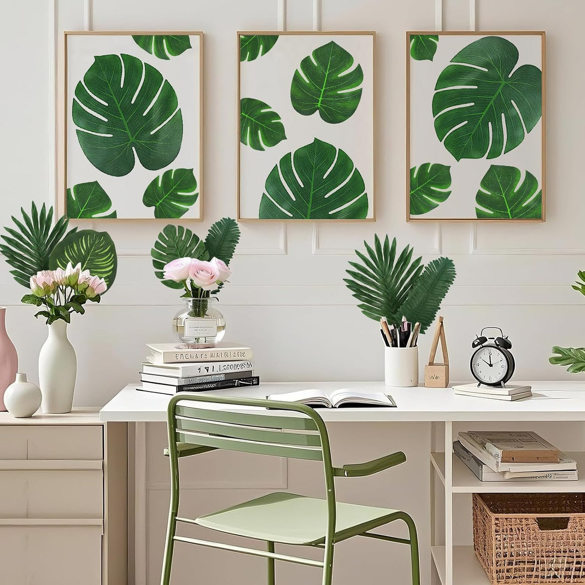 60Pcs Luau Party Decorations Tropical Hawaiian Supplies Palm Leaves