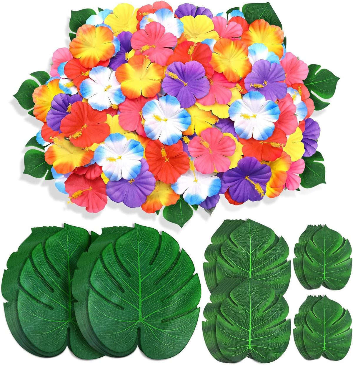 60Pcs Luau Party Decorations Tropical Hawaiian Supplies Palm Leaves