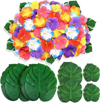 60Pcs Luau Party Decorations Tropical Hawaiian Supplies Palm Leaves