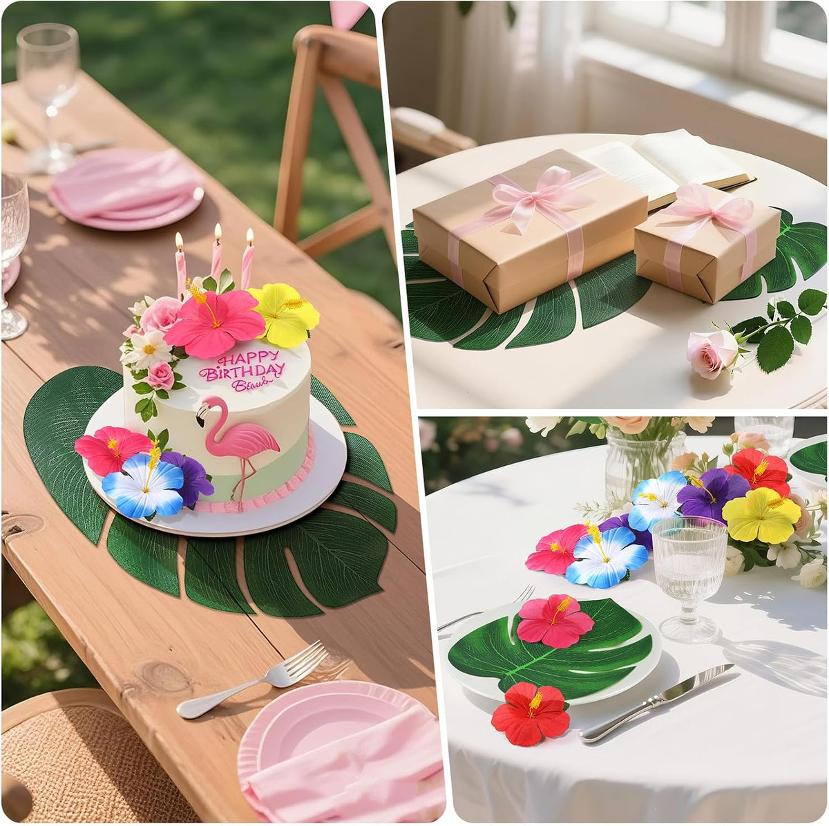 60Pcs Luau Party Decorations Tropical Hawaiian Supplies Palm Leaves
