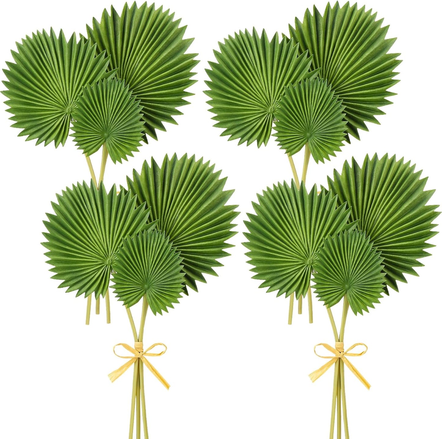 12 PCS Artificial PU Foam Palm Leaves Tropical Fake Greenery for Wedding Bouquet Party Decor Boho Home Centerpieces DIY Floral Arrangements