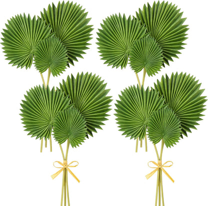 12 PCS Artificial PU Foam Palm Leaves Tropical Fake Greenery for Wedding Bouquet Party Decor Boho Home Centerpieces DIY Floral Arrangements