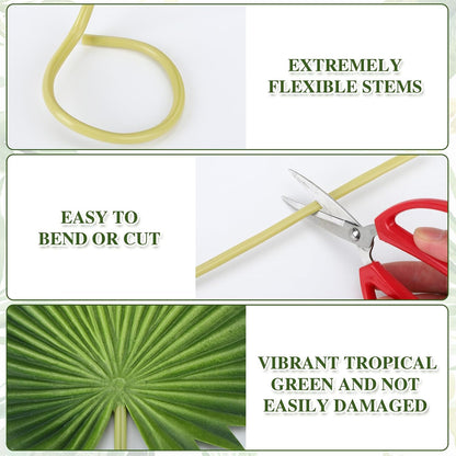 12 PCS Artificial PU Foam Palm Leaves Tropical Fake Greenery for Wedding Bouquet Party Decor Boho Home Centerpieces DIY Floral Arrangements