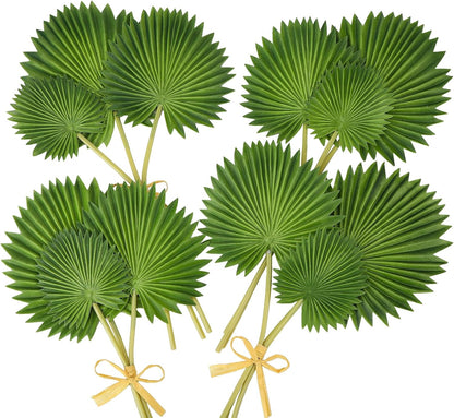 12 PCS Artificial PU Foam Palm Leaves Tropical Fake Greenery for Wedding Bouquet Party Decor Boho Home Centerpieces DIY Floral Arrangements