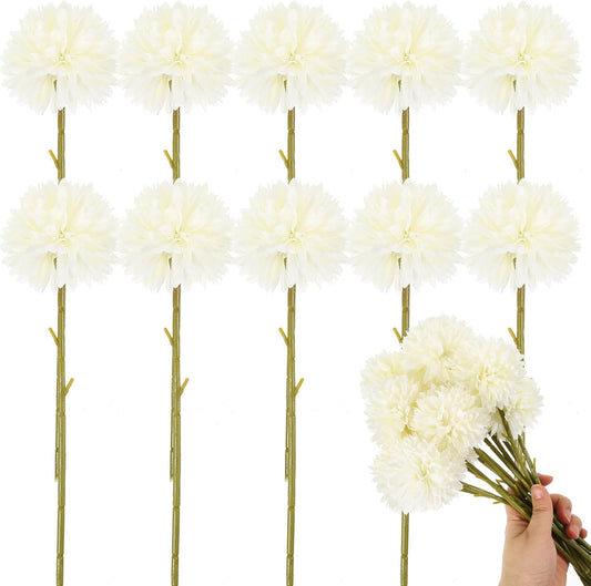 12pcs Realistic Artificial Dandelion Flower Branches - Fake Dandelions Silk Flowers Picks Floral Branch for Outdoor Home Decor Greenery Vase Fillers Wedding Layout Table Centerpiece Decor