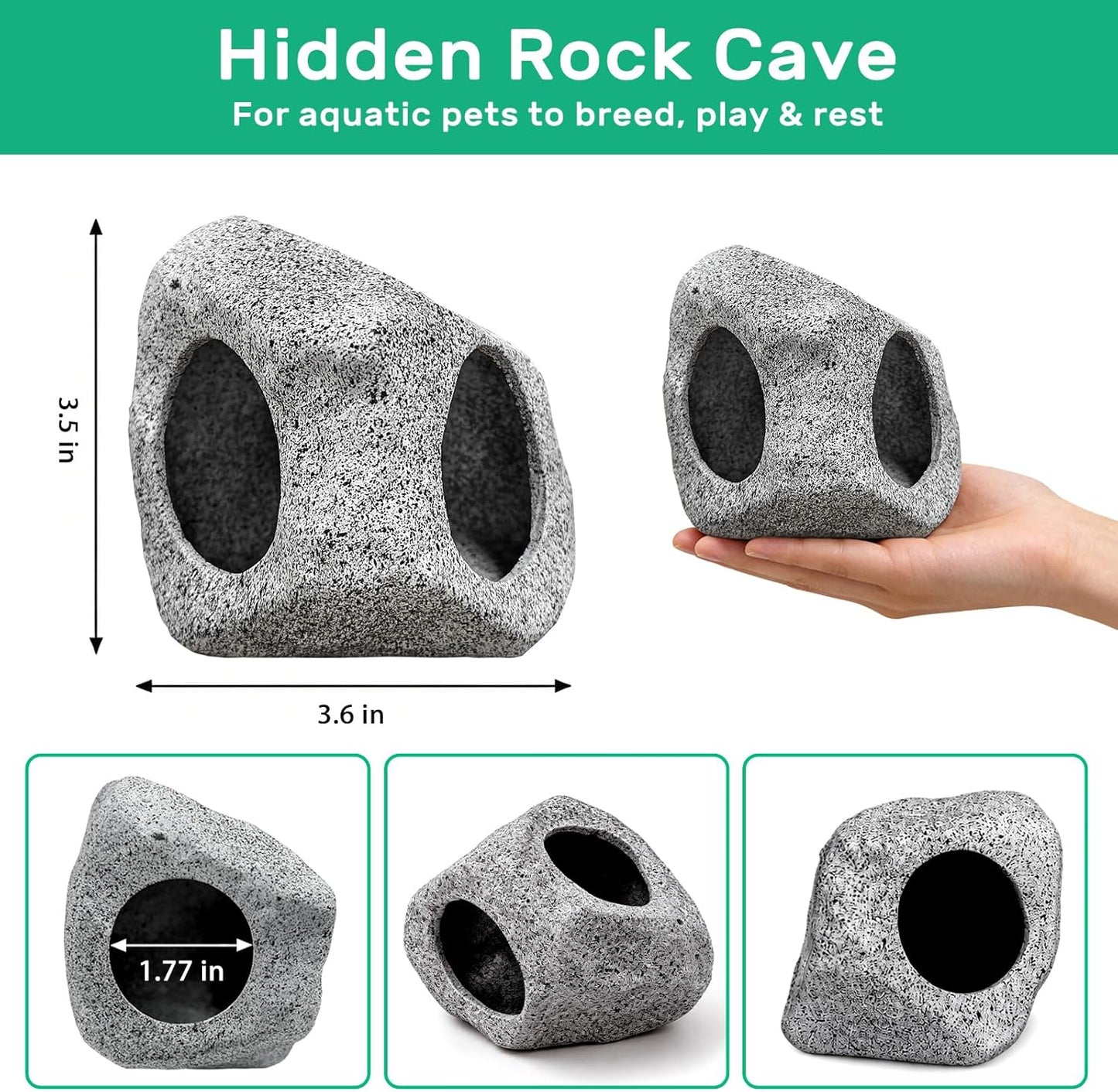 Fish Tank Decor, Aquarium Decor Set Betta Fish Tank Decorations with Artificial Green Plants & Hideaway Rock Cave for Betta Goldfish Turtle Reptile Decoration