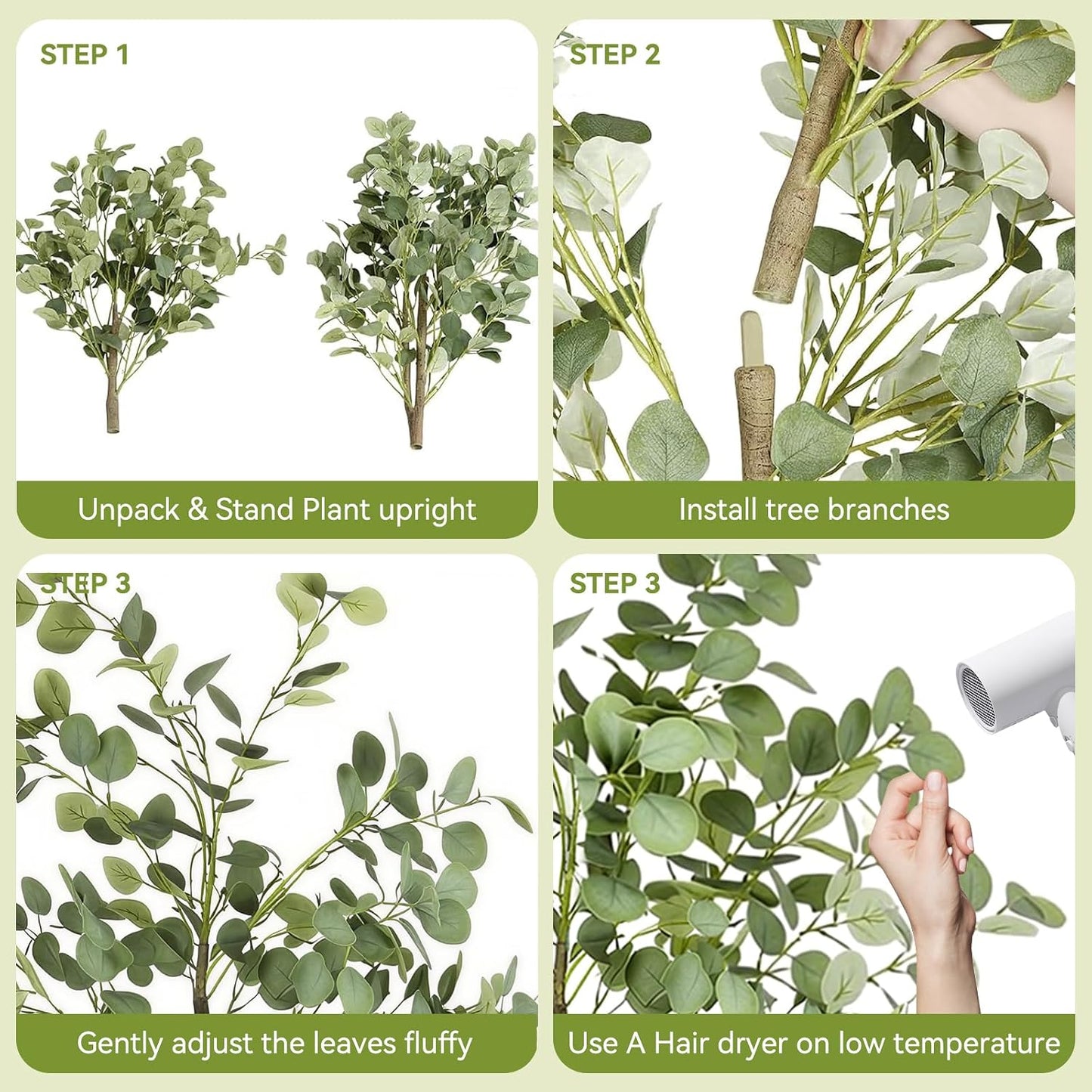 6Ft Faux Eucalyptus Tree Fake Artificial Tree Indoor Outdoor | Tall Faux Floor Plant with Realistic Silk Leaves, Natural Trunk for Home, with Plastic Nursery Pot, Low Maintenance
