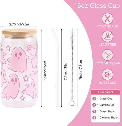 Lemon Glass Cups with Lid and Straw, Cute Lemon Gift for Women | Iced Coffee Tumbler Mug for Birthday Bridal Shower Wedding Summer Party Gift for Women Mom Friends Teen Girls Stuff 16oz