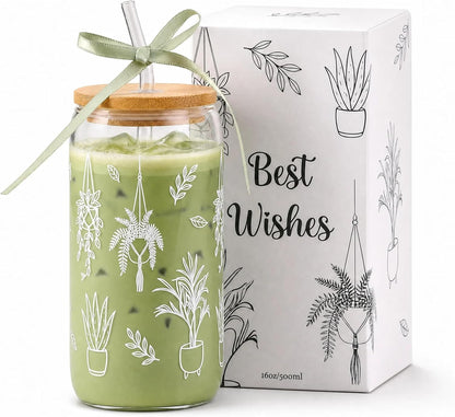 Lemon Glass Cups with Lid and Straw, Cute Lemon Gift for Women | Iced Coffee Tumbler Mug for Birthday Bridal Shower Wedding Summer Party Gift for Women Mom Friends Teen Girls Stuff 16oz
