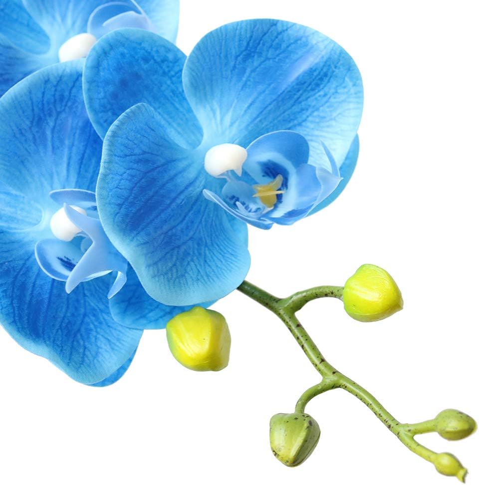 38 Inch Artificial Phalaenopsis Flowers Branches Real Touch (Not Silk) Orchids Flowers for Home Office Wedding Decoration,Pack of 2 (White)