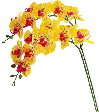 38 Inch Artificial Phalaenopsis Flowers Branches Real Touch (Not Silk) Orchids Flowers for Home Office Wedding Decoration,Pack of 2 (White)