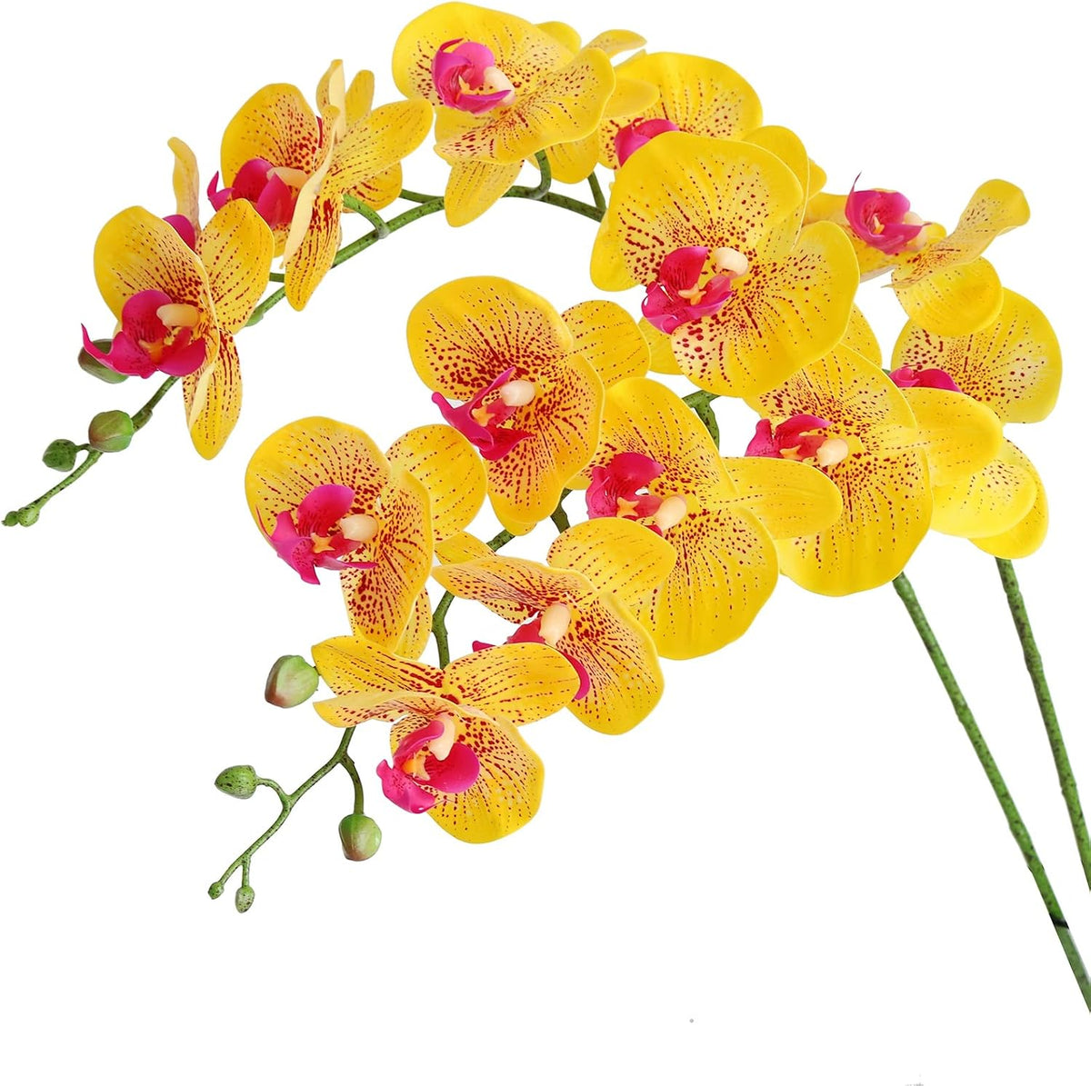 38 Inch Artificial Phalaenopsis Flowers Branches Real Touch (Not Silk) Orchids Flowers for Home Office Wedding Decoration,Pack of 2 (White)