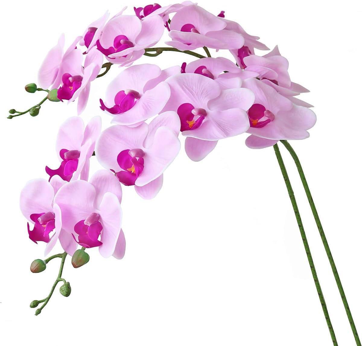 38 Inch Artificial Phalaenopsis Flowers Branches Real Touch (Not Silk) Orchids Flowers for Home Office Wedding Decoration,Pack of 2 (White)