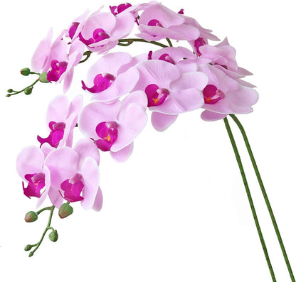 38 Inch Artificial Phalaenopsis Flowers Branches Real Touch (Not Silk) Orchids Flowers for Home Office Wedding Decoration,Pack of 2 (White)