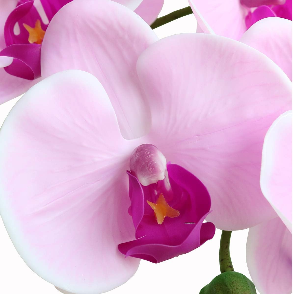 38 Inch Artificial Phalaenopsis Flowers Branches Real Touch (Not Silk) Orchids Flowers for Home Office Wedding Decoration,Pack of 2 (White)