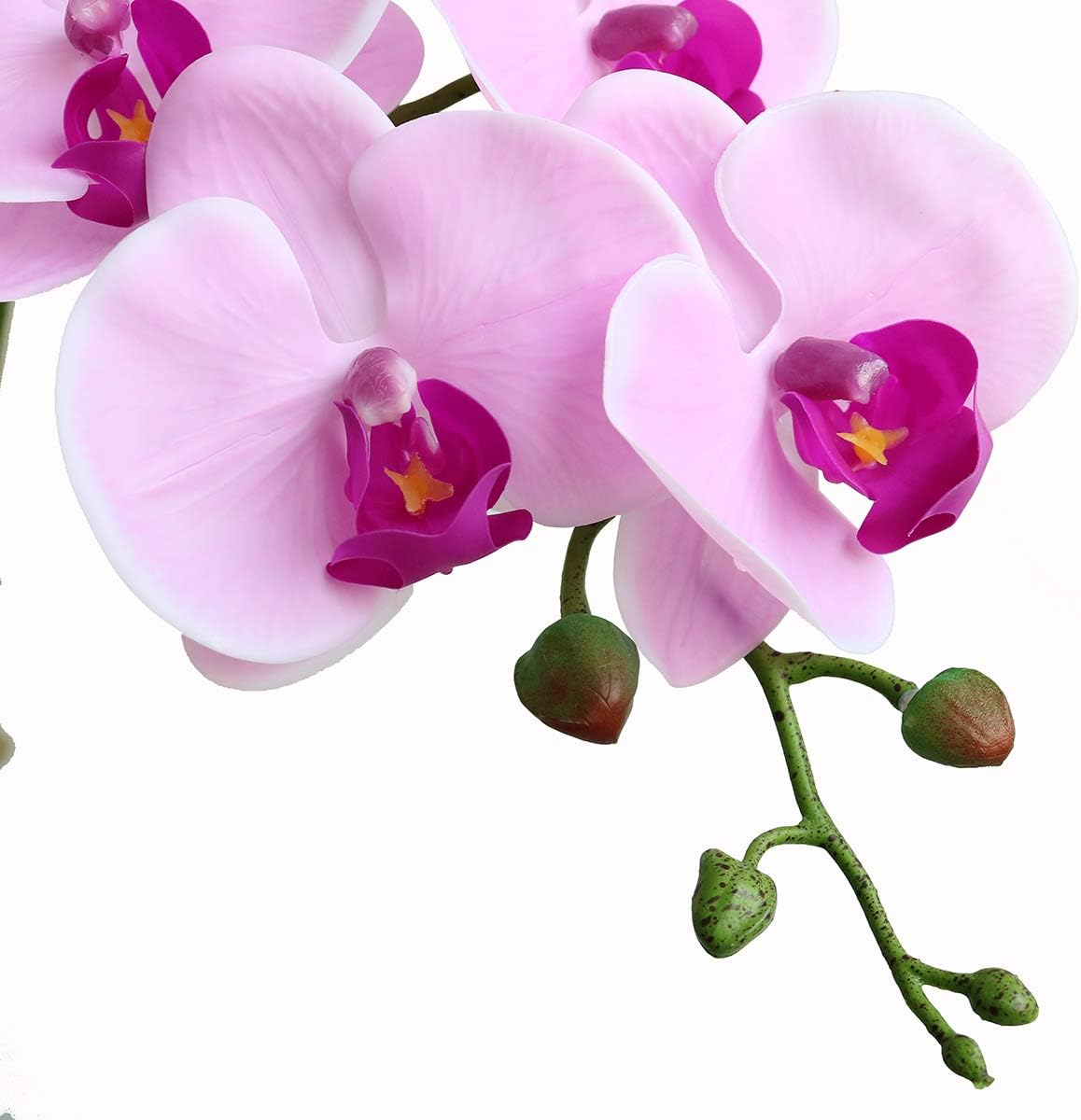 38 Inch Artificial Phalaenopsis Flowers Branches Real Touch (Not Silk) Orchids Flowers for Home Office Wedding Decoration,Pack of 2 (White)