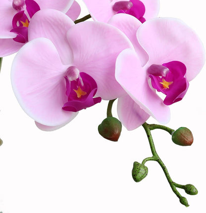 38 Inch Artificial Phalaenopsis Flowers Branches Real Touch (Not Silk) Orchids Flowers for Home Office Wedding Decoration,Pack of 2 (White)