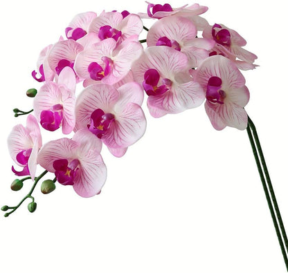 38 Inch Artificial Phalaenopsis Flowers Branches Real Touch (Not Silk) Orchids Flowers for Home Office Wedding Decoration,Pack of 2 (White)