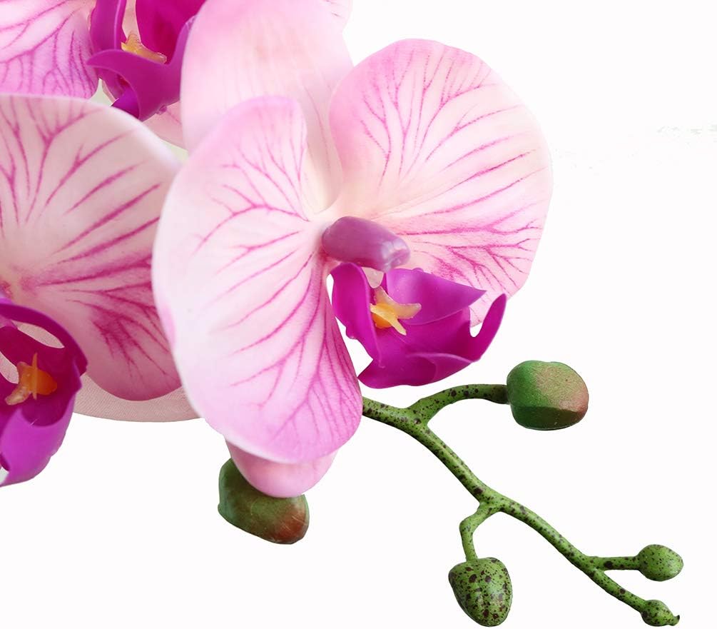 38 Inch Artificial Phalaenopsis Flowers Branches Real Touch (Not Silk) Orchids Flowers for Home Office Wedding Decoration,Pack of 2 (White)