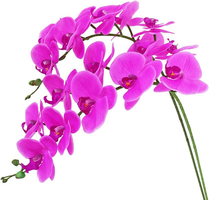 38 Inch Artificial Phalaenopsis Flowers Branches Real Touch (Not Silk) Orchids Flowers for Home Office Wedding Decoration,Pack of 2 (White)