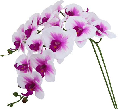 38 Inch Artificial Phalaenopsis Flowers Branches Real Touch (Not Silk) Orchids Flowers for Home Office Wedding Decoration,Pack of 2 (White)