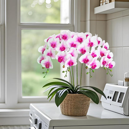 38 Inch Artificial Phalaenopsis Flowers Branches Real Touch (Not Silk) Orchids Flowers for Home Office Wedding Decoration,Pack of 2 (White)