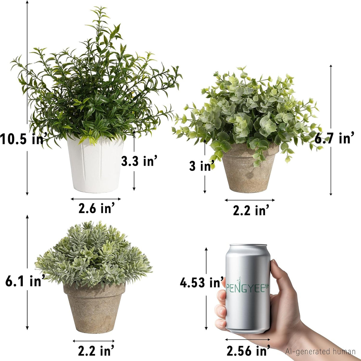 4 Pack Small Potted Eucalyptus Fake Plants for Bathroom Shelf