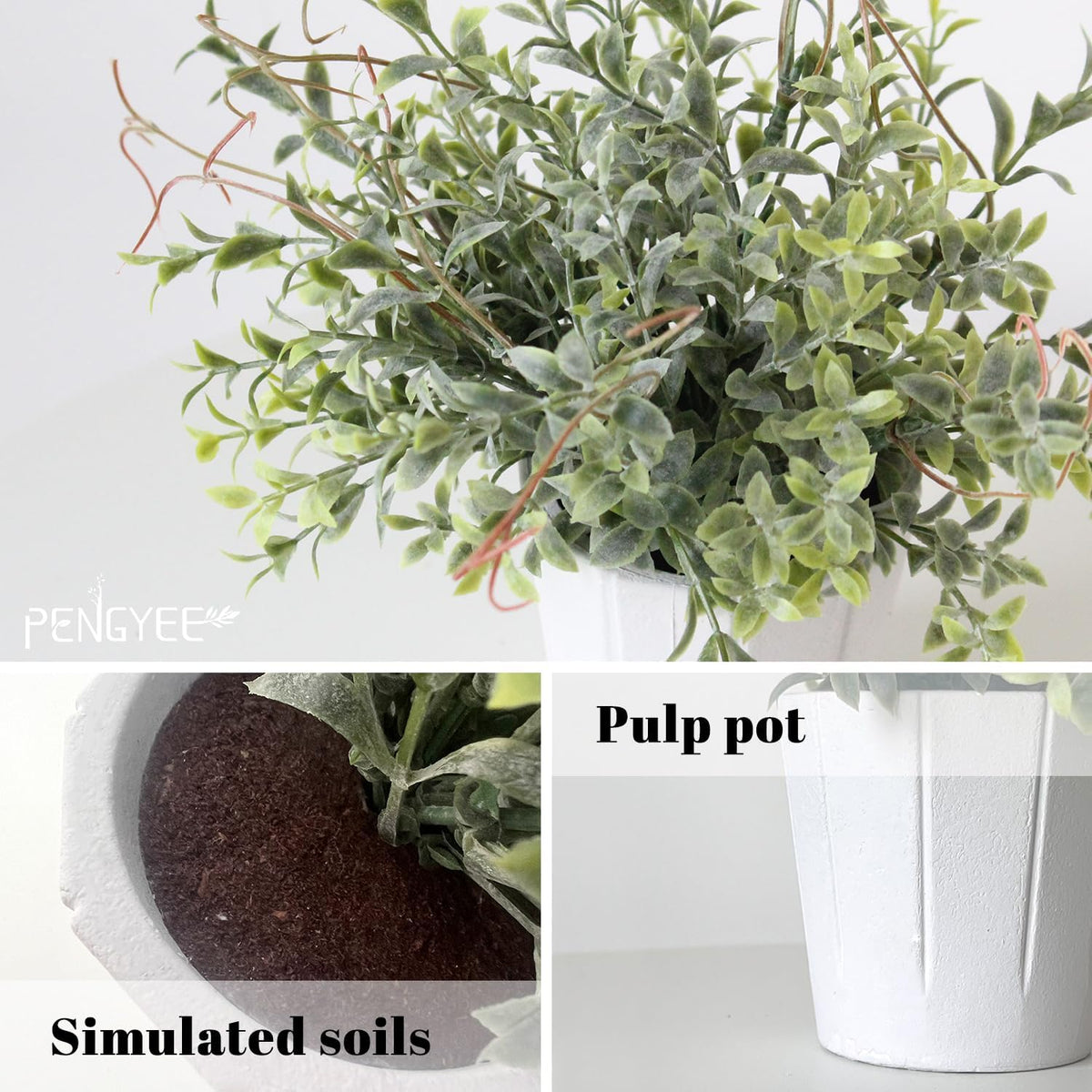 4 Pack Small Potted Eucalyptus Fake Plants for Bathroom Shelf