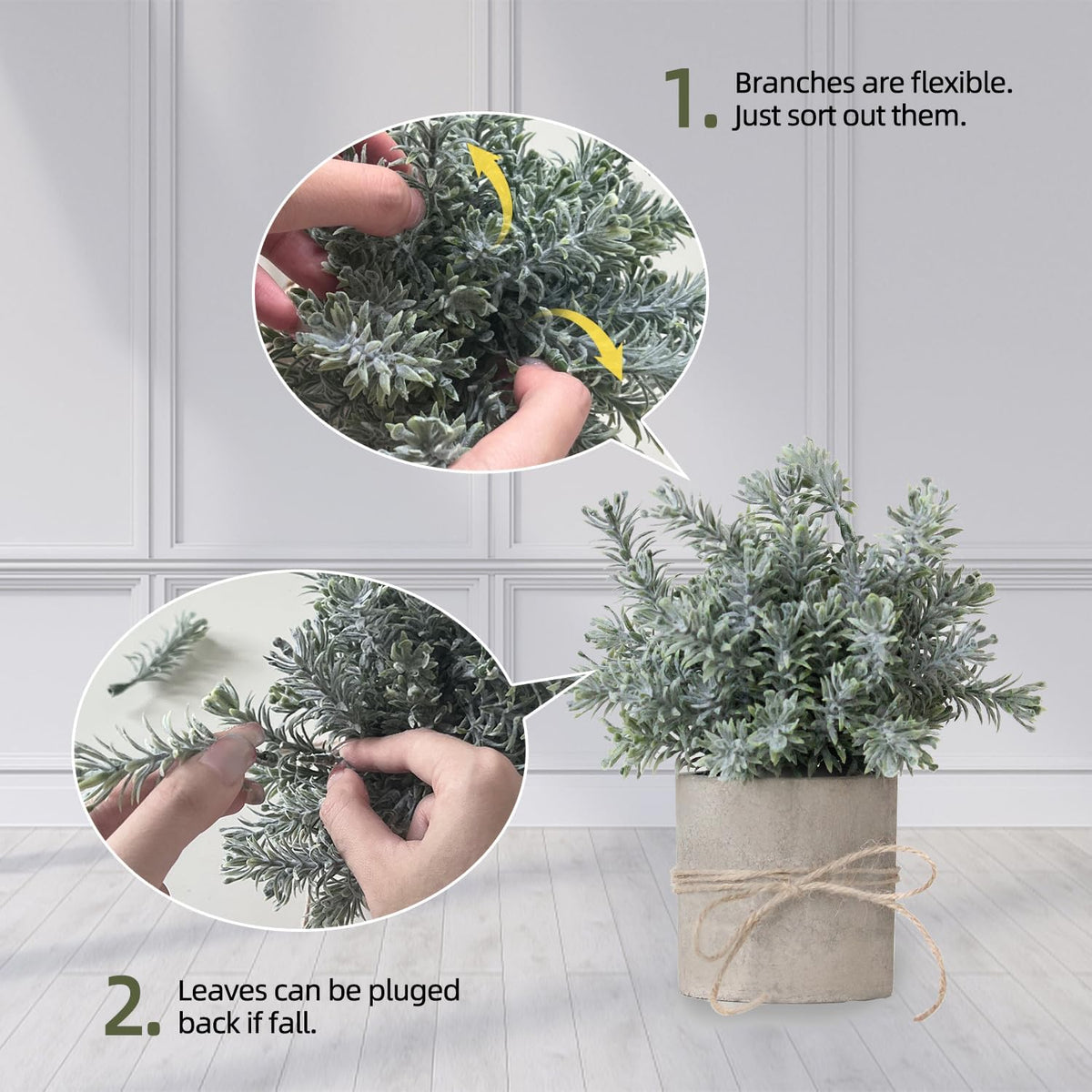 4 Pack Small Potted Eucalyptus Fake Plants for Bathroom Shelf