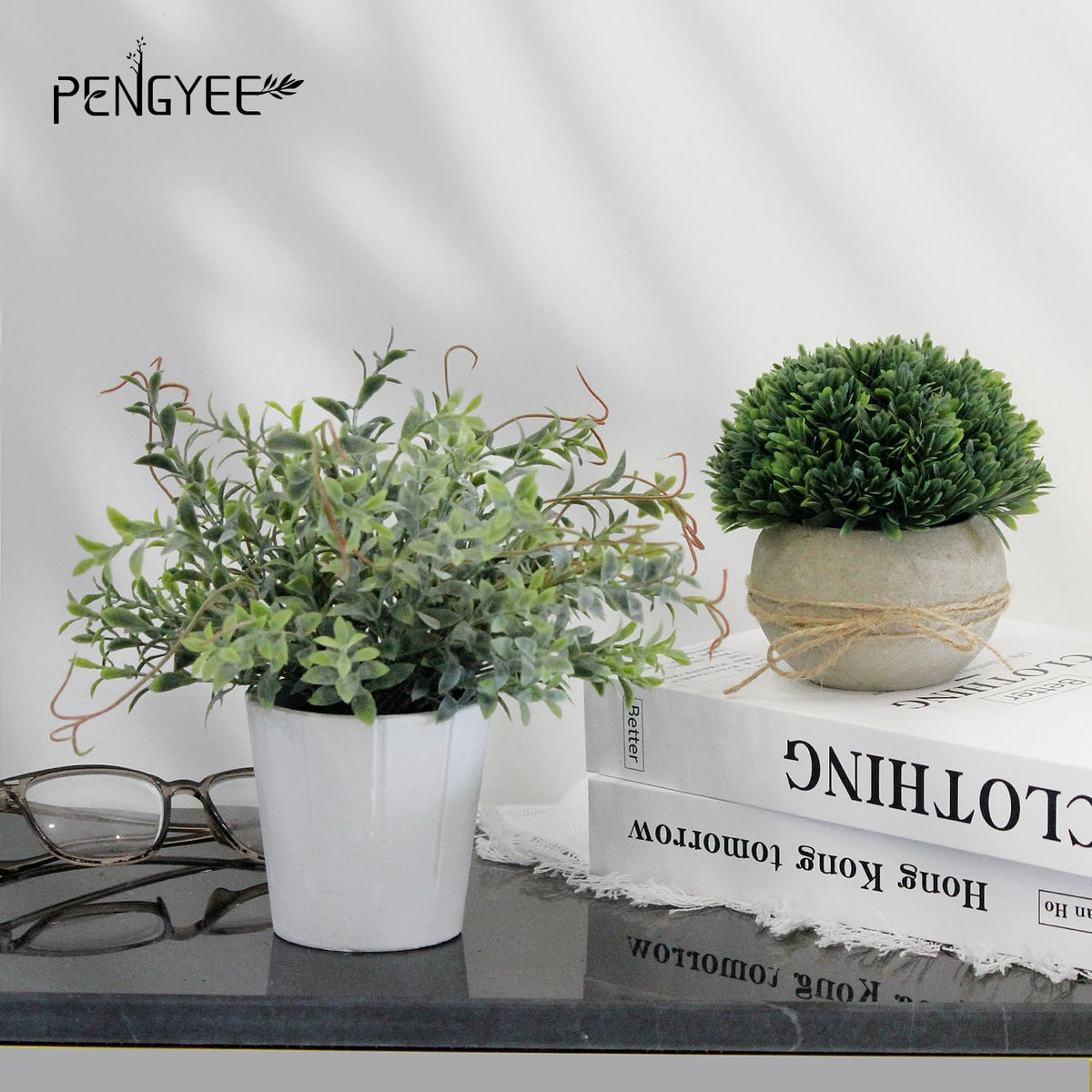 4 Pack Small Potted Eucalyptus Fake Plants for Bathroom Shelf