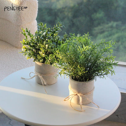 4 Pack Small Potted Eucalyptus Fake Plants for Bathroom Shelf