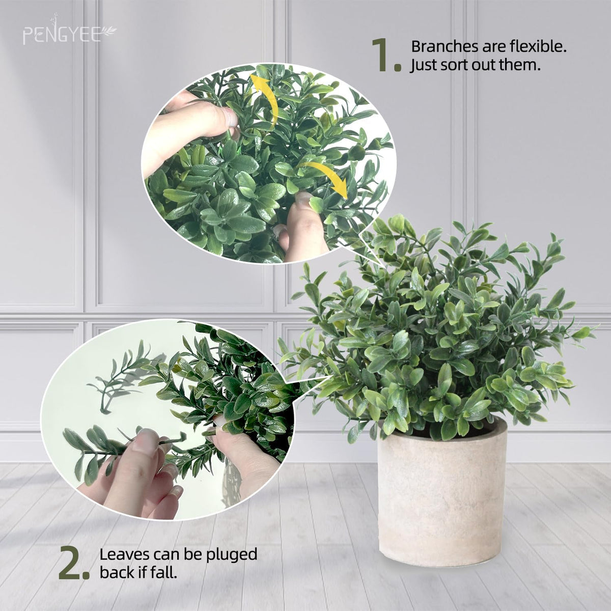 4 Pack Small Potted Eucalyptus Fake Plants for Bathroom Shelf