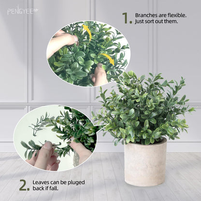 4 Pack Small Potted Eucalyptus Fake Plants for Bathroom Shelf