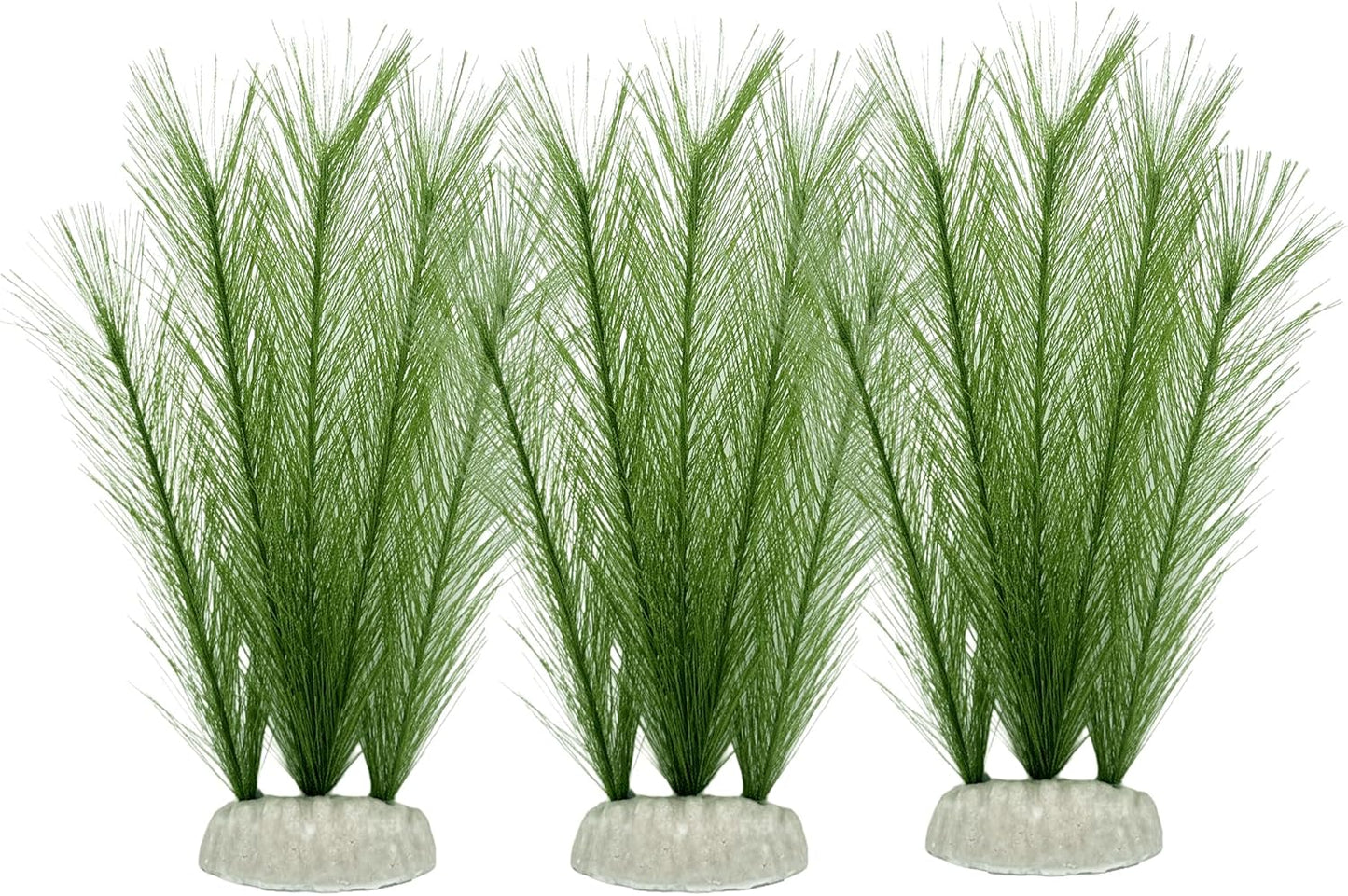 Fish Tank Artificial Silk Green Water Plants Aquarium Decor Soft Grass 3 Pack, 8"