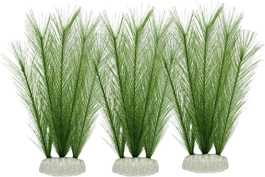 Fish Tank Artificial Silk Green Water Plants Aquarium Decor Soft Grass 3 Pack, 8"